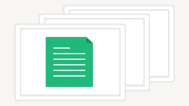 Illustration of documents being converted into digital text files with OCR